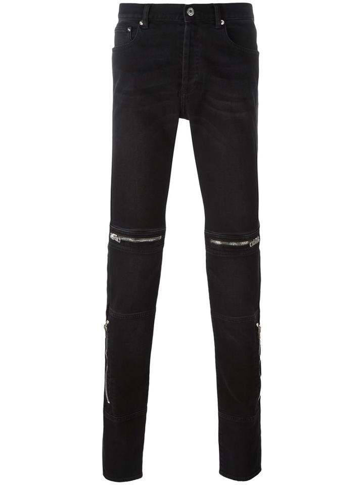 Givenchy Zip Detail Slim-fit Jeans, Men's, Size: 31, Black, Cotton/spandex/elastane