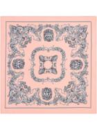 Gucci Silk Carré With Gg, Lions And Acorns - Pink
