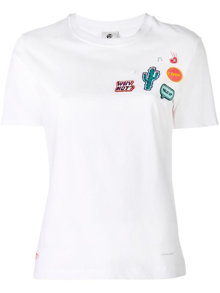Ps By Paul Smith Patch Detail T-shirt, Women's, Size: Xs, White, Cotton
