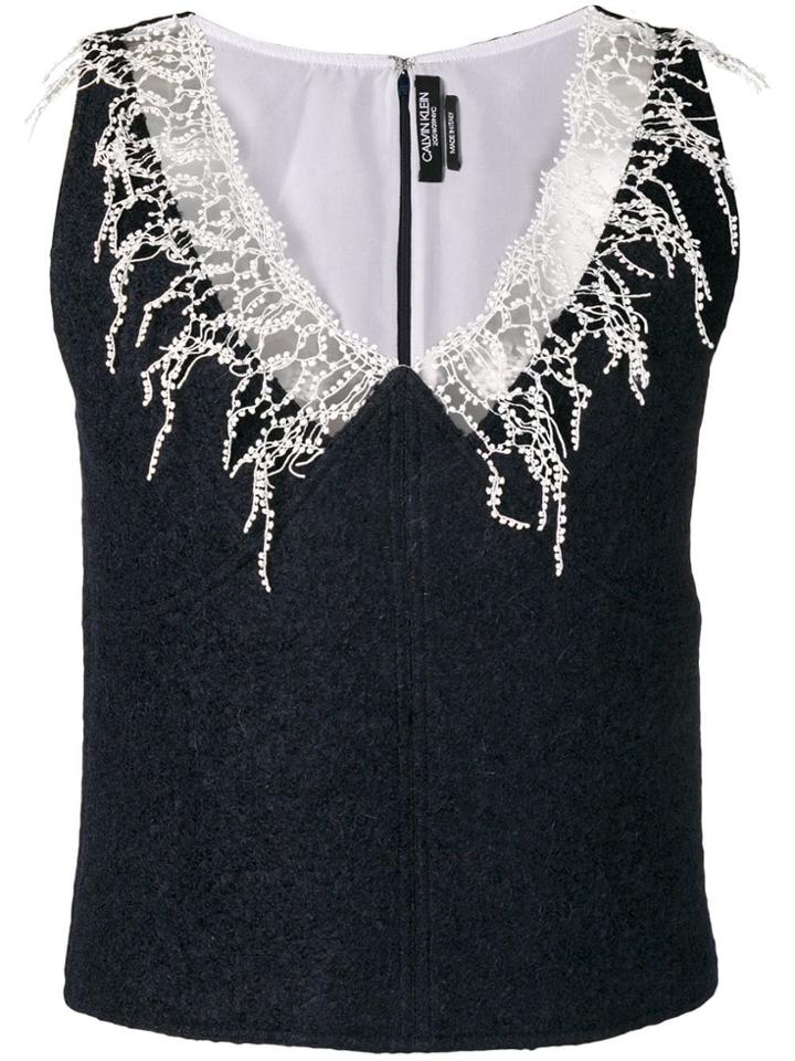 Calvin Klein 205w39nyc Embroidered Detail Top - Blue
