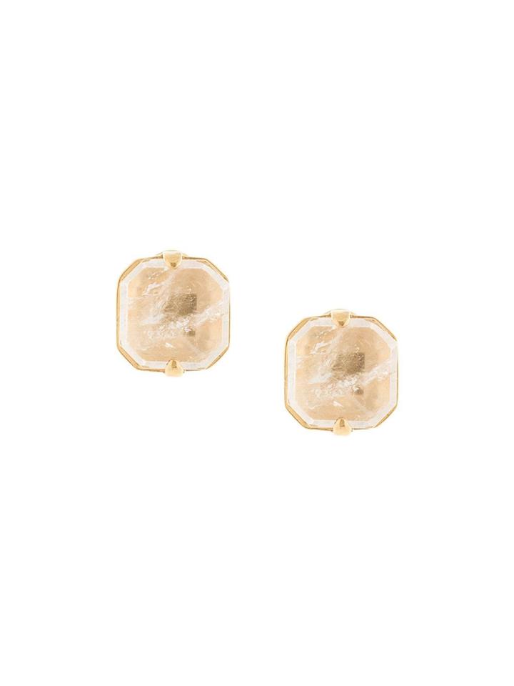 Goossens Geometric Stone Earrings - White