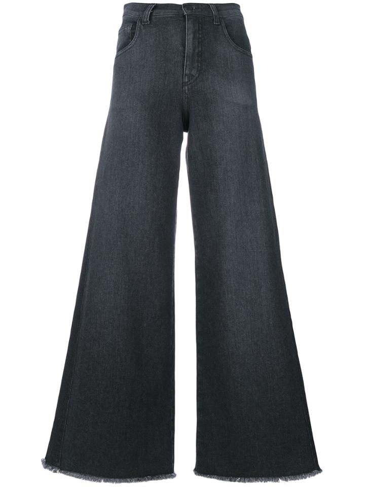Andrea Ya'aqov Raw Hem Wide-leg Jeans - Grey