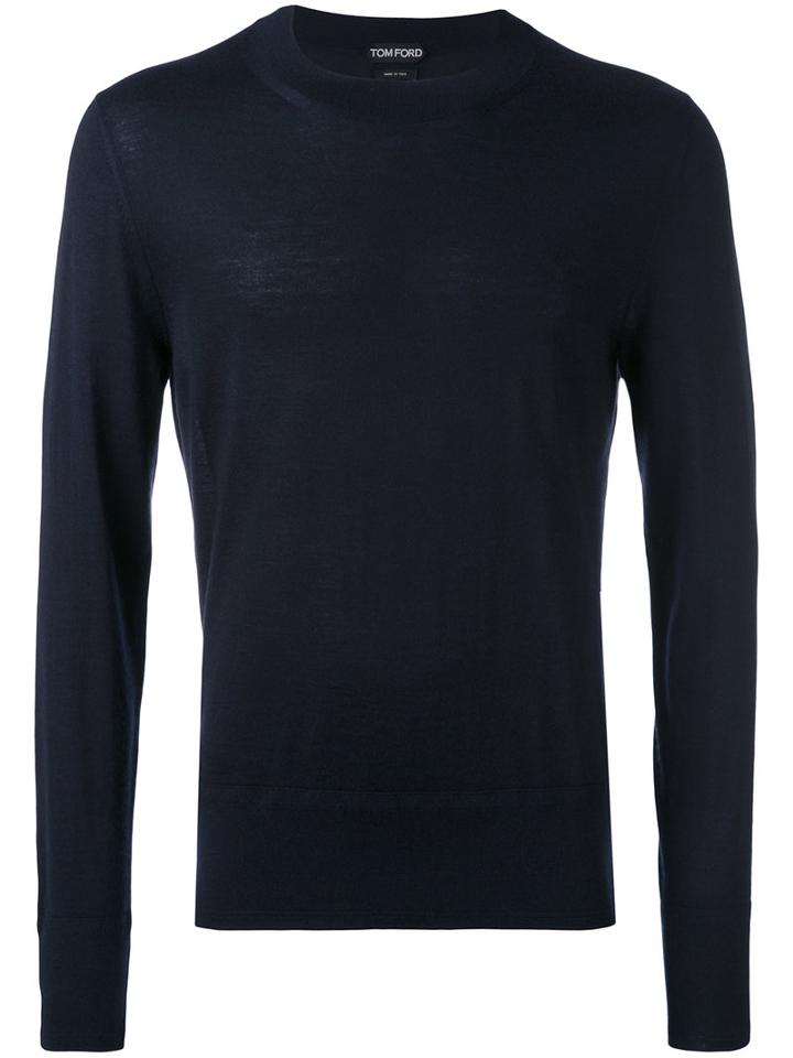 Tom Ford - Long Sleeve Cashmere Sweater - Men - Cashmere - 52, Blue, Cashmere