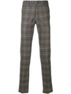 Pt01 Checked Slim Trousers - Brown