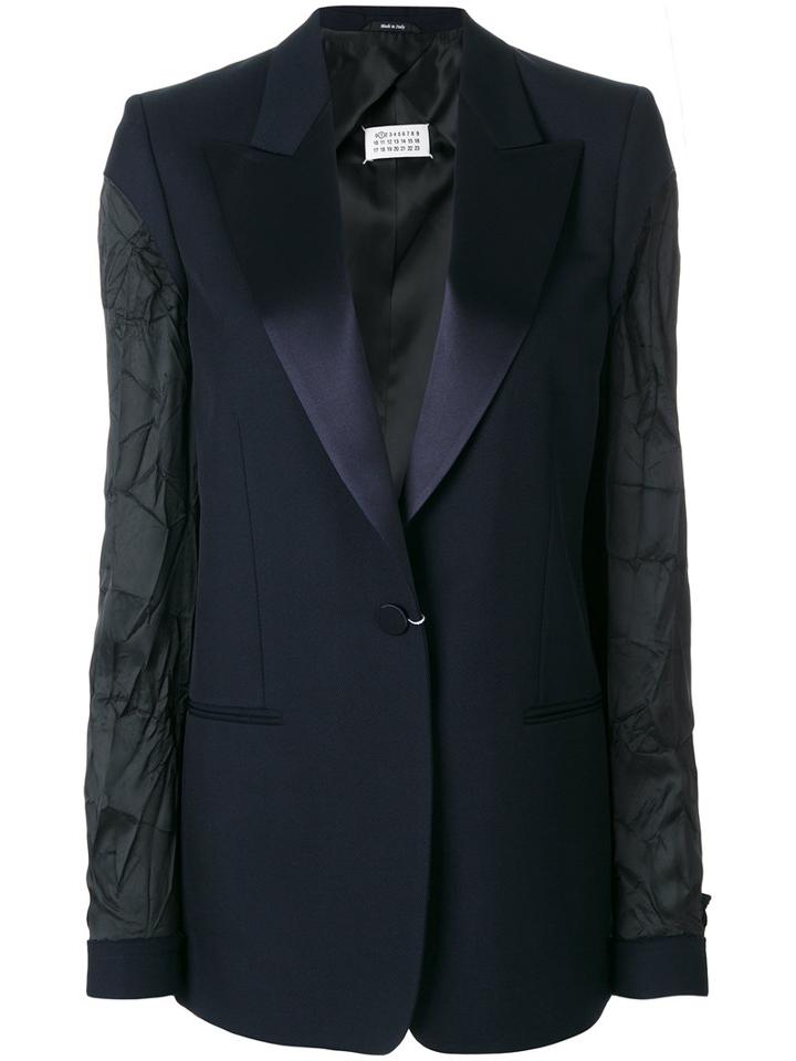Maison Margiela - Textured Sleeve Blazer - Women - Silk/cotton/viscose/wool - 42, Blue, Silk/cotton/viscose/wool