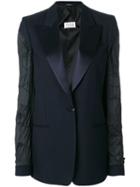 Maison Margiela - Textured Sleeve Blazer - Women - Silk/cotton/viscose/wool - 42, Blue, Silk/cotton/viscose/wool