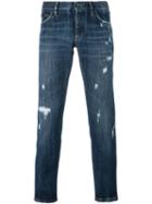 Dolce & Gabbana Ripped Detail Jeans, Men's, Size: 46, Blue, Cotton