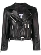 Quantum Courage Leather Biker Jacket - Black