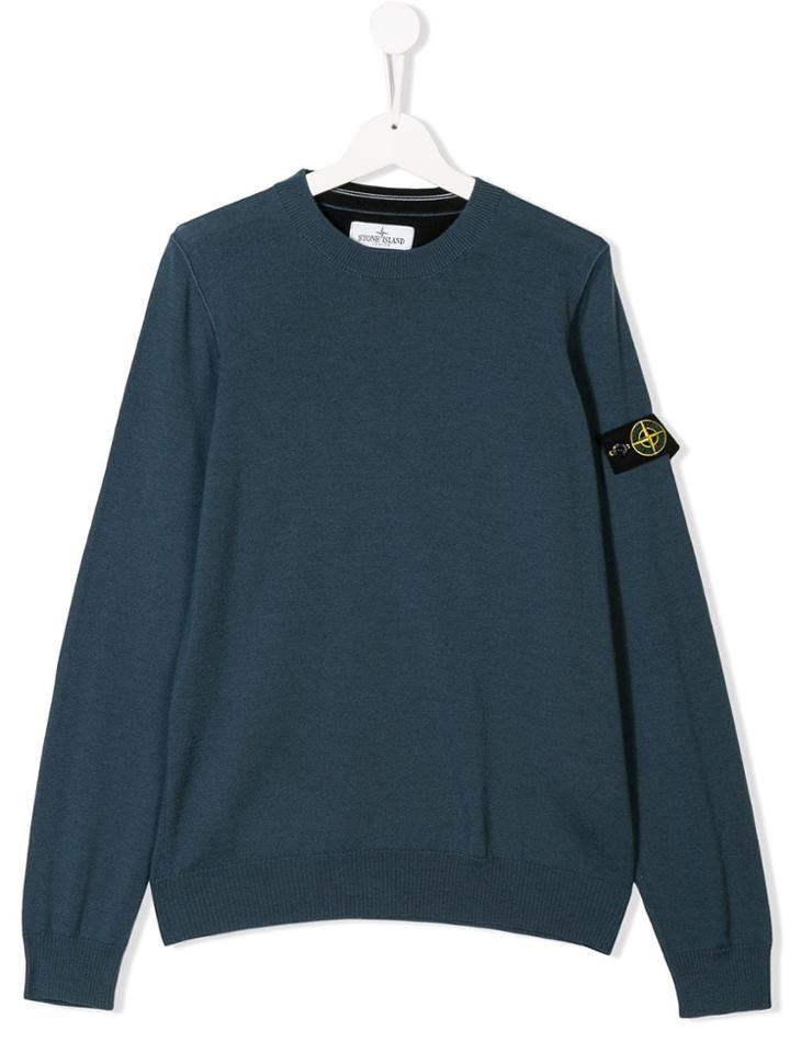 Stone Island Junior Logo Long-sleeve Sweater - Blue