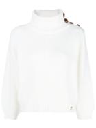 Elisabetta Franchi Ribbed Roll Neck Sweater - White
