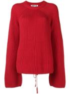 Mcq Alexander Mcqueen Ribbed Knit Lace-up Jumper - Red