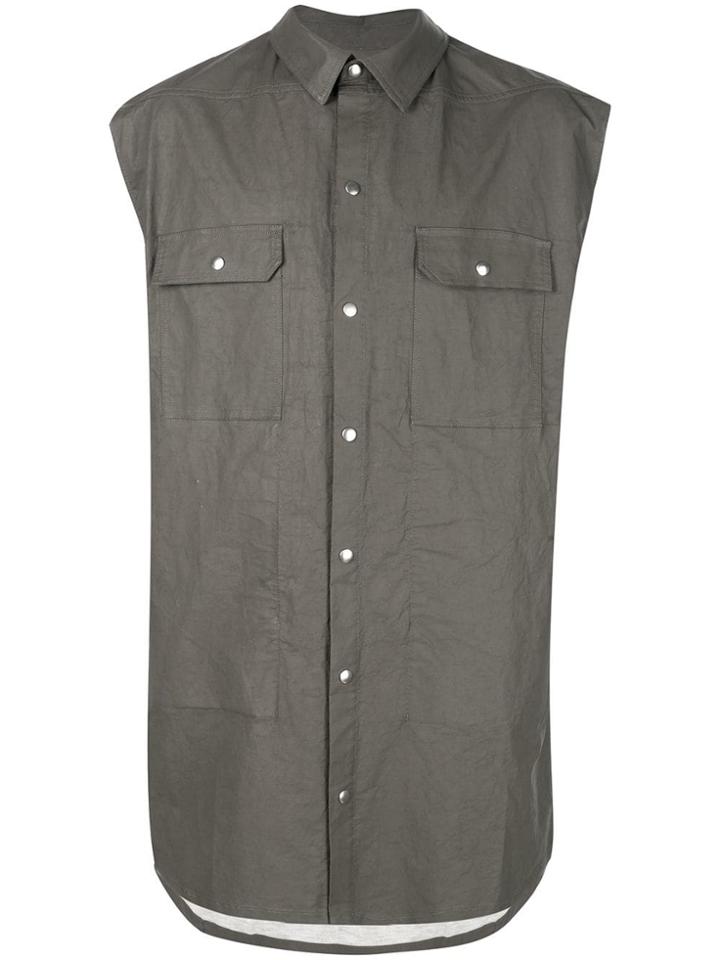 Rick Owens Oversized Sleeveless Shirt - Grey
