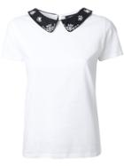 Loveless Embellished Collar T-shirt, Women's, Size: 36, White,