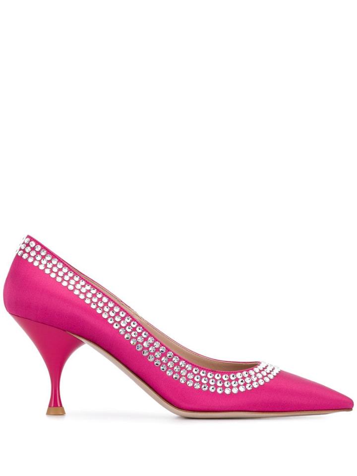 Miu Miu Embellished Heeled Pumps - Pink