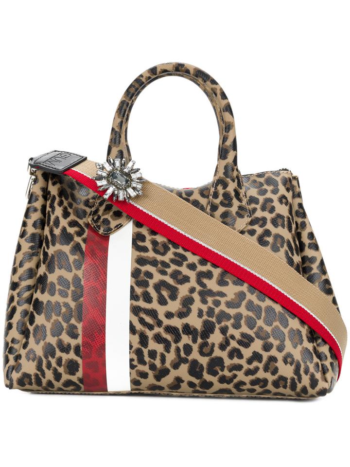 Gum Large Leopard Print Tote Bag - Brown