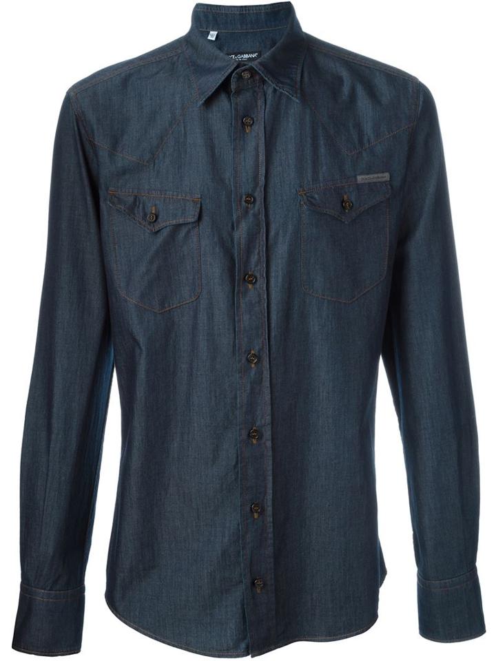 Dolce & Gabbana Denim Shirt, Men's, Size: 38, Blue, Cotton