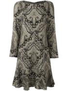 Etro - Damask Print Ruffle Hem Dress - Women - Spandex/elastane/cupro/wool - 46, Black, Spandex/elastane/cupro/wool