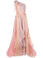 Marchesa One-shoulder Evening Dress - Pink
