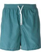 Kiton Geometric Print Swim Shorts, Men's, Size: 54, Green, Polyester
