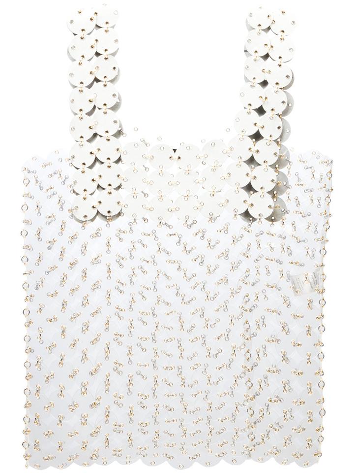 Paco Rabanne Sequin Embellished Top, Women's, Size: 36, Nude/neutrals, Calf Leather/polyurethane/brass
