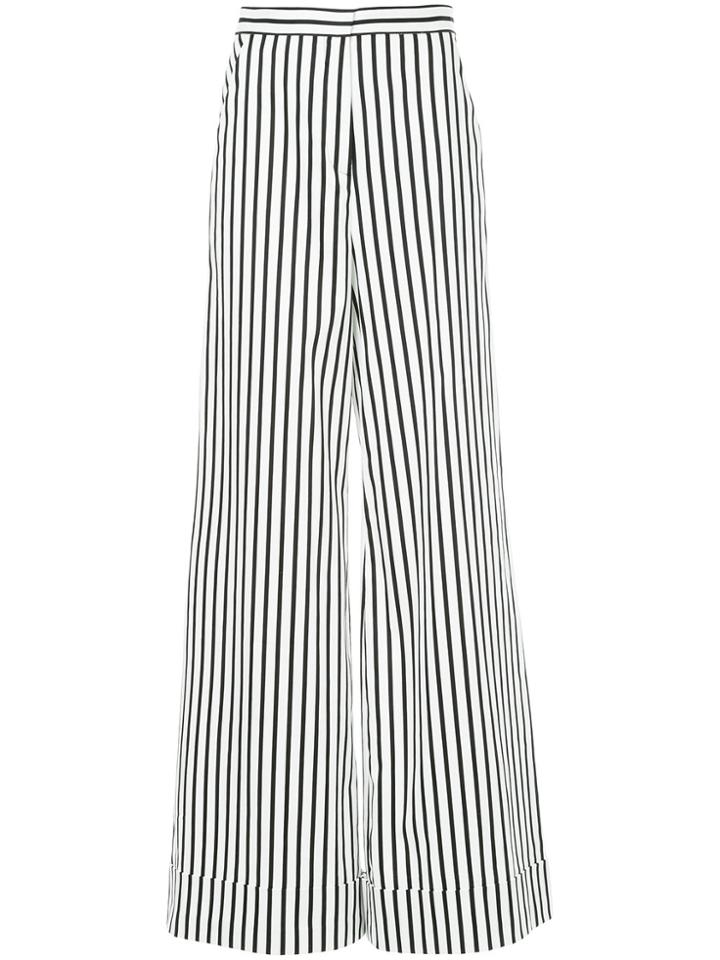Self-portrait Striped Palazzo Trousers - White