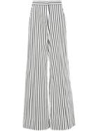 Self-portrait Striped Palazzo Trousers - White