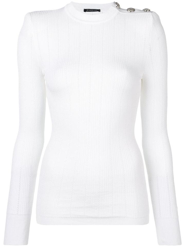 Balmain Ribbed Turtleneck Sweater - White