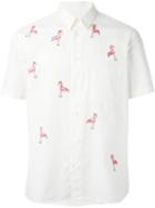Jimi Roos Flamingo Embroidery Shirt, Men's, Size: M, White, Cotton