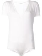 Alix V-neck Short Sleeved Bodysuit, Women's, Size: Small, White, Spandex/elastane/modal