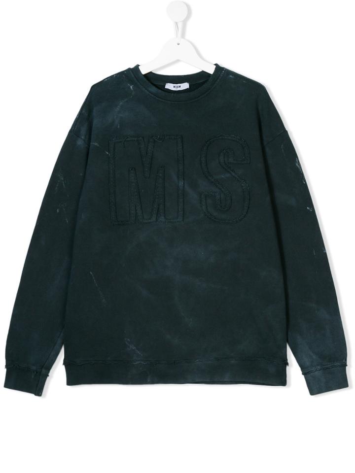 Msgm Kids Logo Embroidered Sweatshirt - Black
