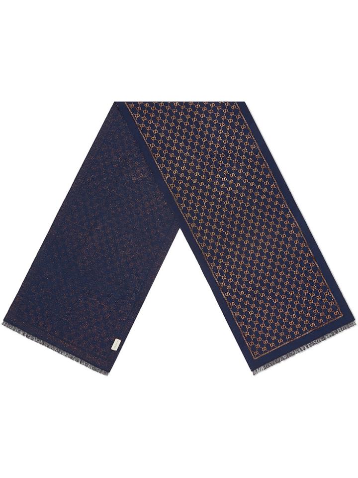Gucci Metallic Gg Wool Scarf - Blue