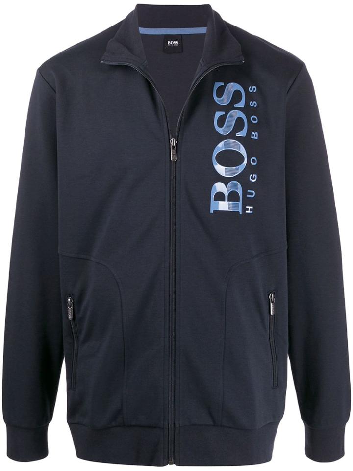 Boss Hugo Boss Textured Logo Zip-up Sweatshirt - Blue