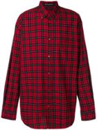 Balenciaga Bal Plaid Button Down Shirt - Red