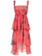 Clube Bossa Silk Midi Zelza Dress - Red