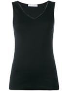 Fabiana Filippi Beaded Trim Tank, Women's, Size: 40, Black, Cotton/spandex/elastane