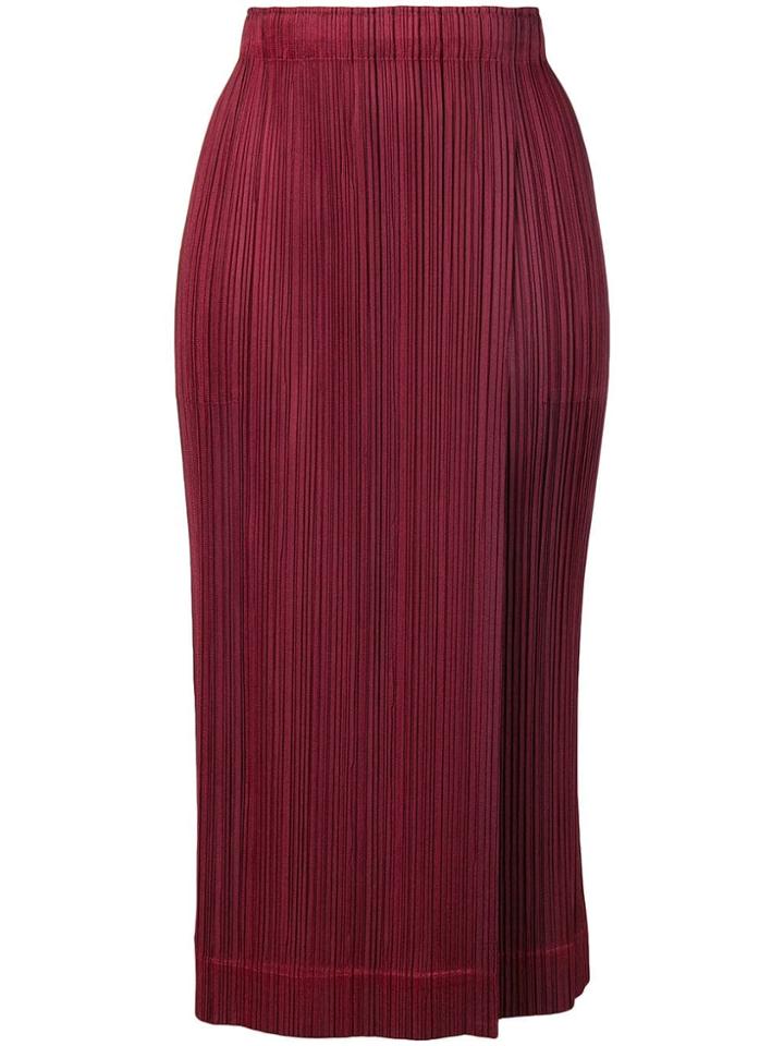 Pleats Please By Issey Miyake High-waisted Midi Skirt - Red