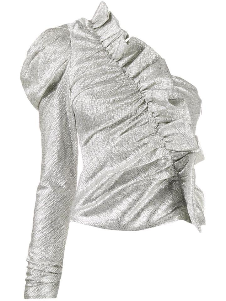 Jonathan Simkhai One-shoulder Ruffled Top - Silver