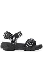 Buffalo Branded Touch Strap Sandals - Black