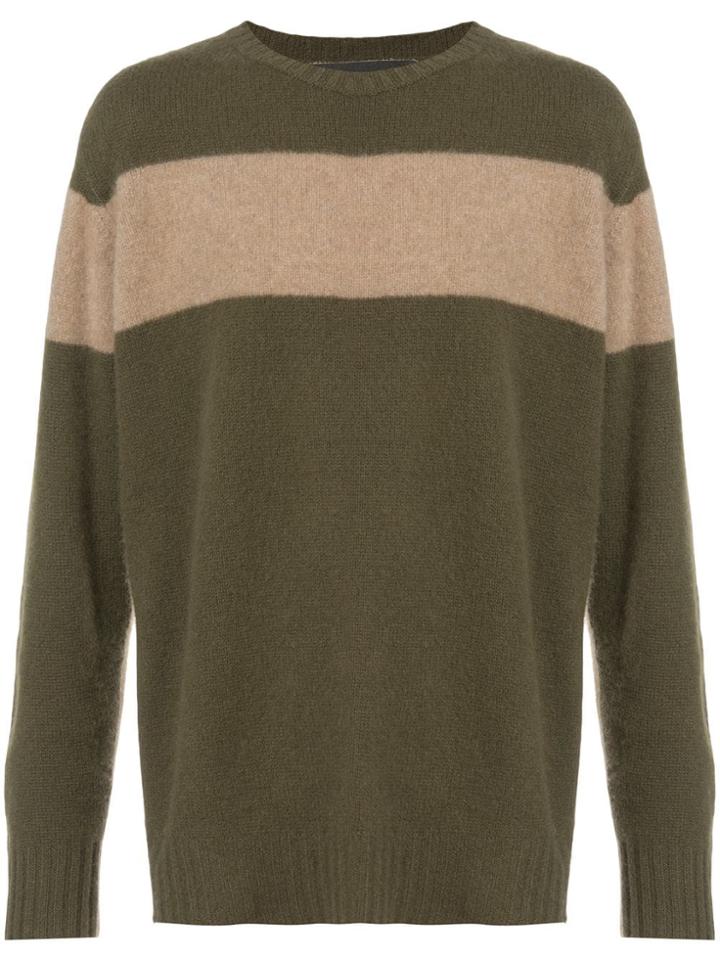 The Elder Statesman Striped Knit Sweater - Green