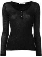 T By Alexander Wang Henley T-shirt, Women's, Size: Xs, Black, Wool