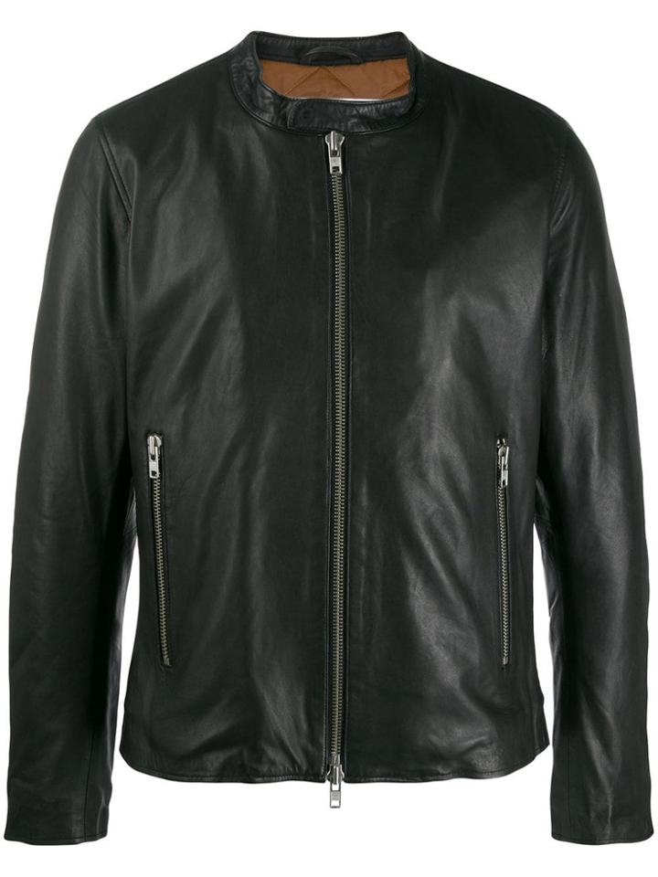 S.w.o.r.d 6.6.44 Leather Zip Up Jacket - Black