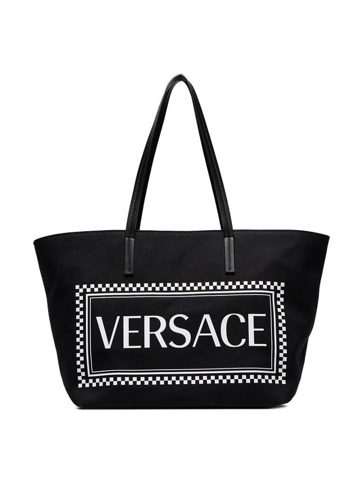 Versace Black Logo-print Tote Bag