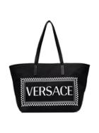 Versace Black Logo-print Tote Bag