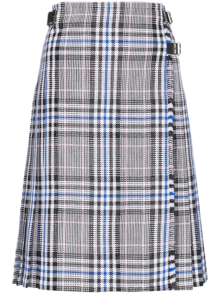 Christopher Kane Cotton Pleated Check Skirt - White