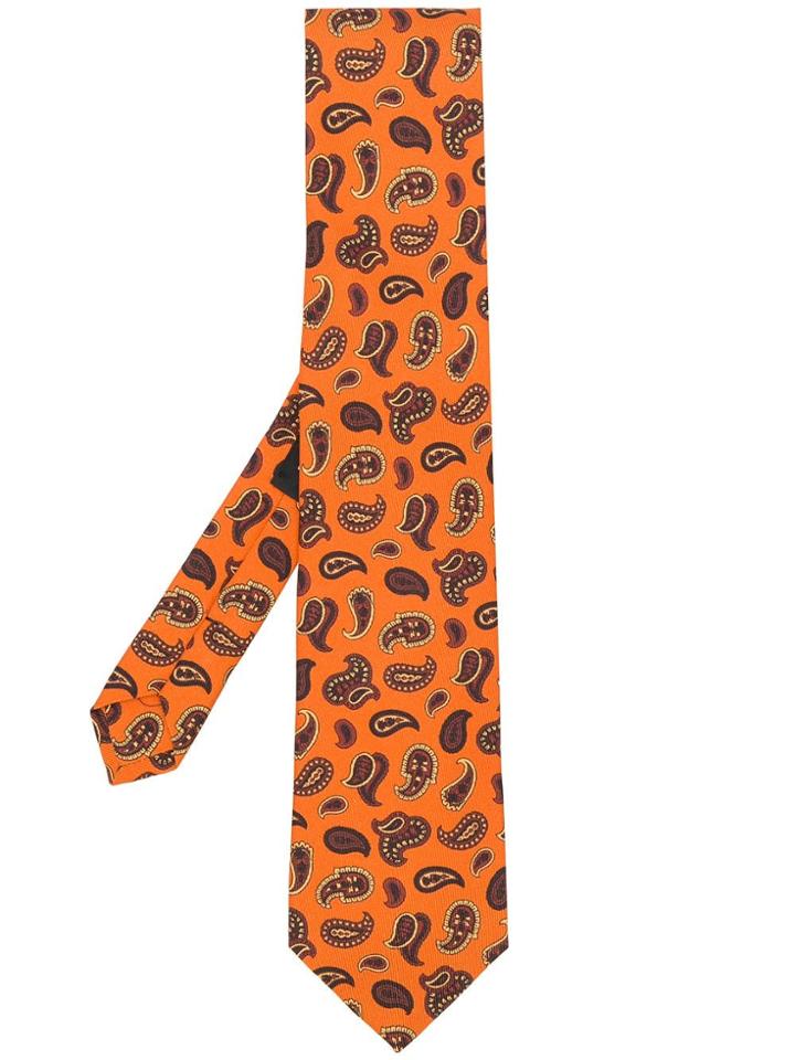 Etro Small Paisley Print Tie - Orange