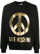 Love Moschino Metallic Peace-print Sweatshirt - Black