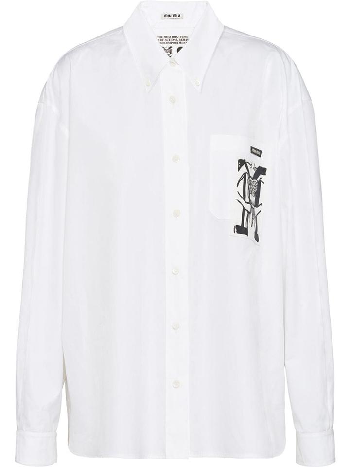 Miu Miu Printed Pocket Shirt - White