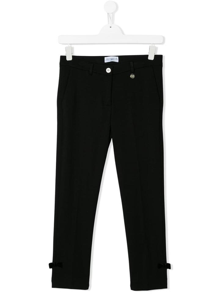 Simonetta Teen Bow-detailed Skinny Trousers - Black