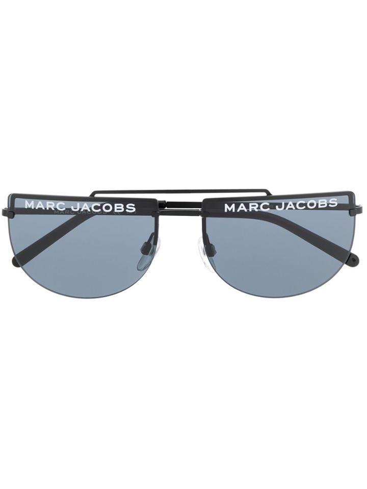 Marc Jacobs Eyewear Logo Rimless Rounded Sunglasses - Black