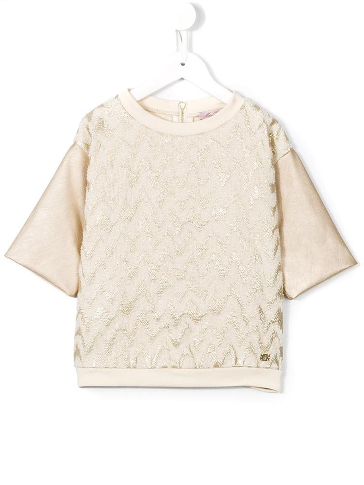 Miss Blumarine Chevron Top, Girl's, Size: 6 Yrs, Nude/neutrals